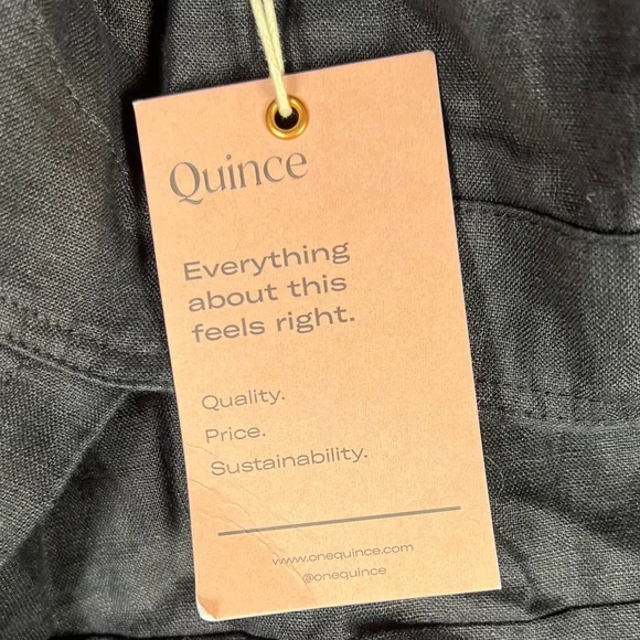 Quince Jumpsuit Womens Medium Black European Linen Square Neck Minimalist Sleek - Picture 12 of 13